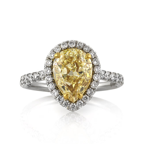 3.16ct Fancy Yellow Pear Shaped Diamond Engagement Ring