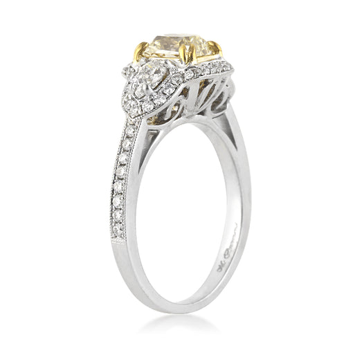 1.82ct Fancy Light Yellow Radiant Cut Diamond Engagement Ring