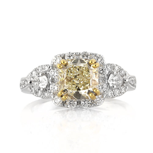 2.92ct Fancy Light Yellow Radiant Cut Diamond Engagement Ring
