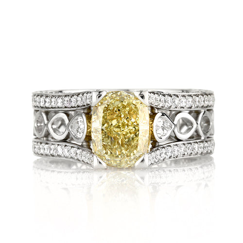 3.86ct Fancy Intense Yellow Cushion Cut Diamond Engagement Ring