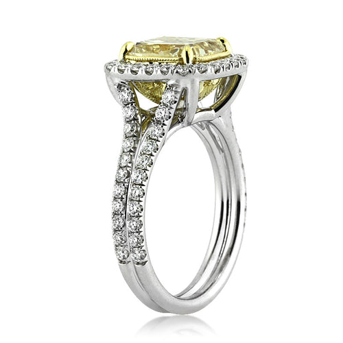 4.04ct Fancy Light Brown Yellow Cushion Cut Diamond Engagement Ring
