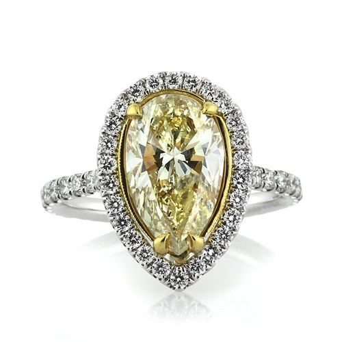 3.92ct Fancy Light Yellow Pear Shaped Diamond Engagement Ring