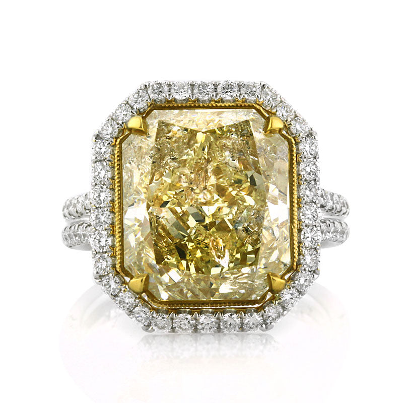 9.36ct Fancy Light Yellow Radiant Cut Diamond Engagement Ring