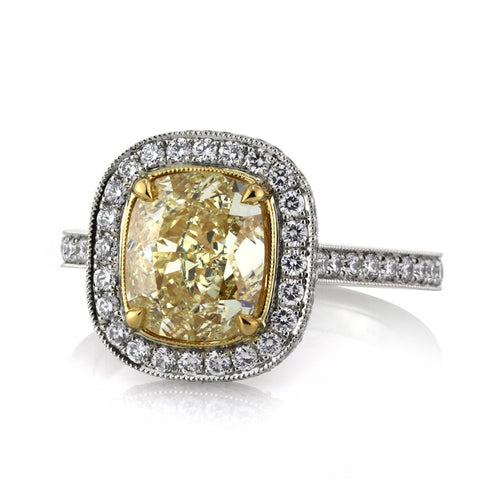 3.90ct Fancy Yellow Cushion Brilliant Diamond Engagement Ring