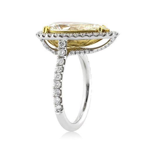 4.39ct Fancy Light Yellow Pear Shaped Diamond Engagement Ring