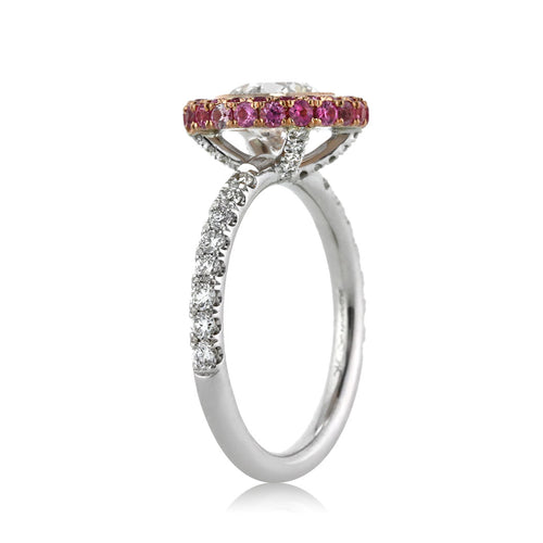 1.70ct Round Brilliant Cut Diamond and Sapphire Diamond Engagement Ring