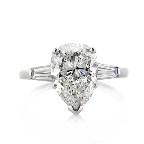 4.16ct Pear Shaped Diamond Three-Stone Engagement Ring