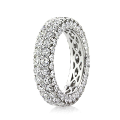 5.00ct Round Brilliant Cut Diamond Three-Sided Eternity Band in 18K White Gold