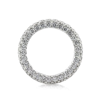 5.00ct Round Brilliant Cut Diamond Three-Sided Eternity Band in 18K White Gold