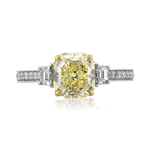 2.72ct Fancy Yellow Radiant Cut Diamond Engagement Ring