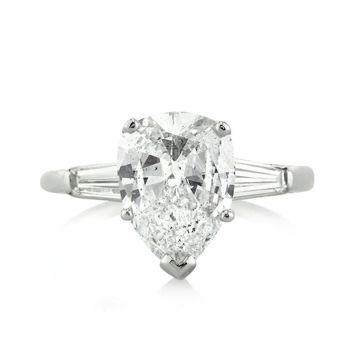 3.35ct Pear Shaped Diamond Three-Stone Engagement Ring