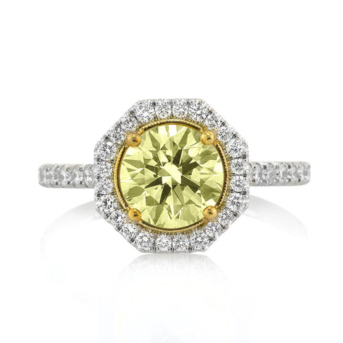 2.65ct Fancy Light Yellow Round Brilliant Cut Diamond Engagement Ring