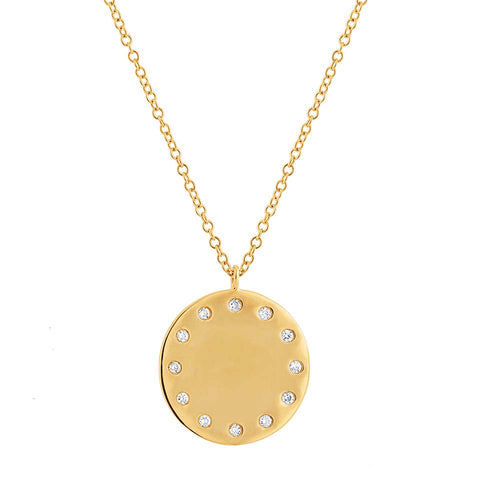 0.09ct Round Cut Diamond Initial Pendant in 14k Yellow Gold