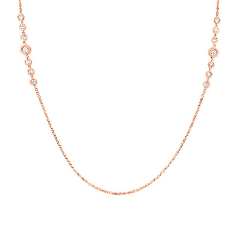 0.76ct Bezel Set Round Cut Diamond Necklace in 14k Rose Gold