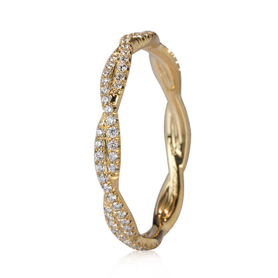 0.35ct Round Brilliant Cut Diamond Twist Eternity Band in 18k Yellow Gold