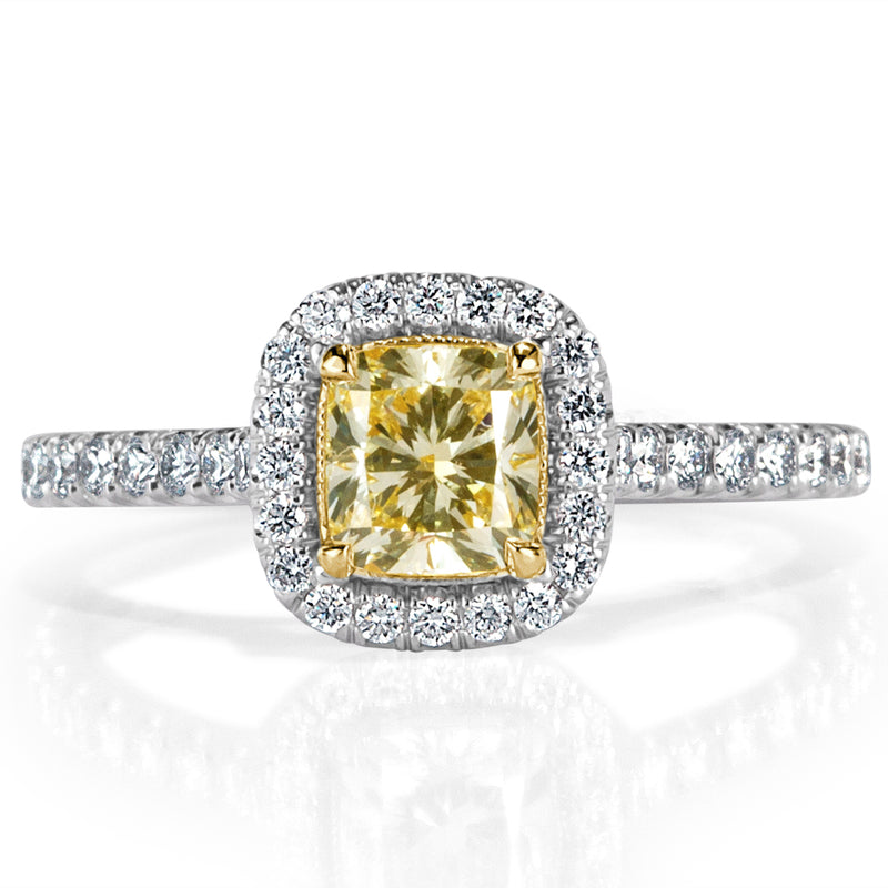 1.19ct Fancy Light Yellow Cushion Cut Diamond Engagement Ring