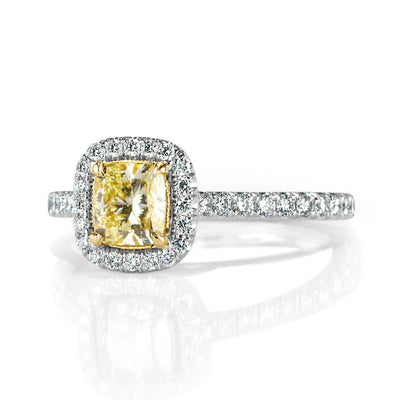 1.19ct Fancy Light Yellow Cushion Cut Diamond Engagement Ring