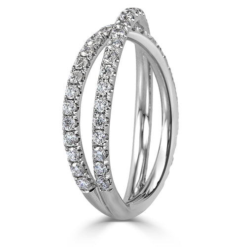 0.85ct Round Brilliant Cut Diamond Crisscross Ring