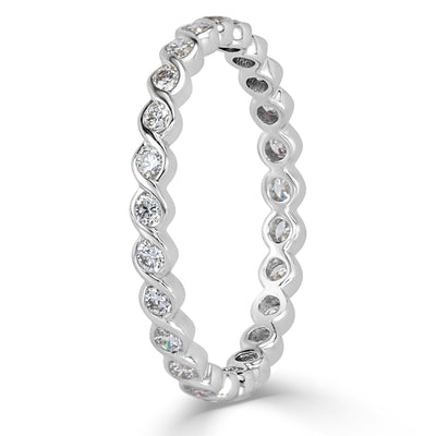 0.50ct Round Brilliant Cut Diamond Twisted Eternity Band in 18k White Gold