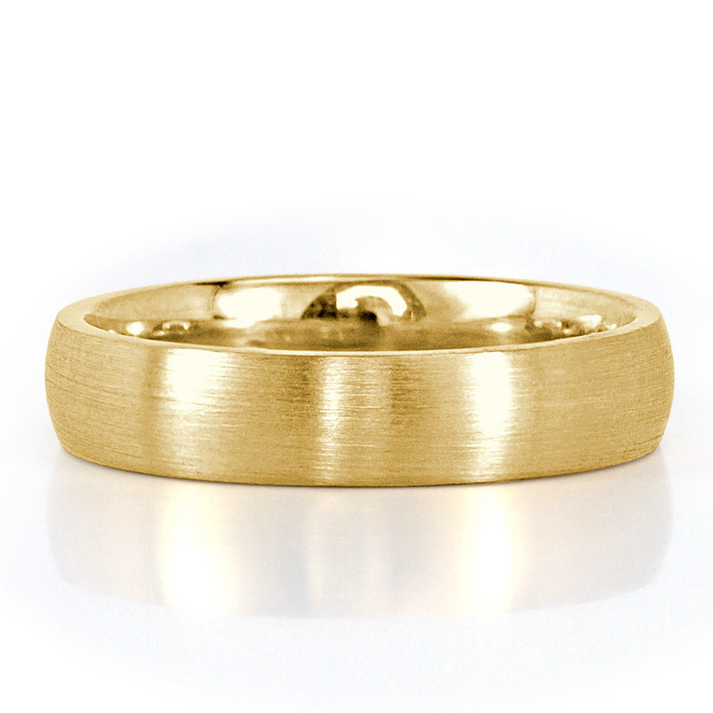 Men's Satin Finish Wedding Band in 18k Yellow Gold 5mm