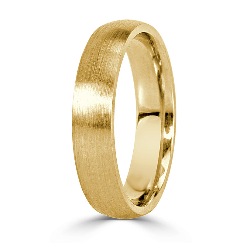 Men's Satin Finish Wedding Band in 18k Yellow Gold 5mm