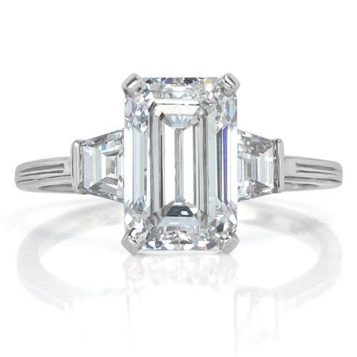3.62ct Emerald Cut Diamond Three-Stone Engagement Ring