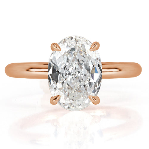 2.51ct Oval Cut Diamond Solitaire Engagement Ring in 18k Rose Gold