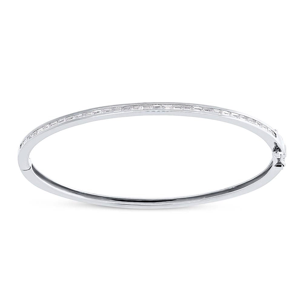 0.60ct Baguette Diamond Bangle in 14k White Gold – Mark Broumand