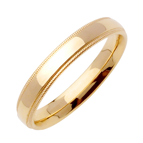 Men's Handmade Narrow Milgrain Wedding Band in 14k Yellow Gold 4.0mm