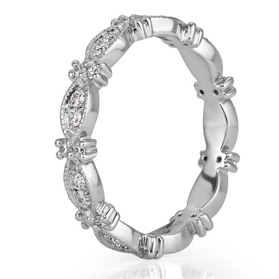 0.45ct Round Brilliant Cut Diamond Milgrain Eternity Band in 18k White Gold