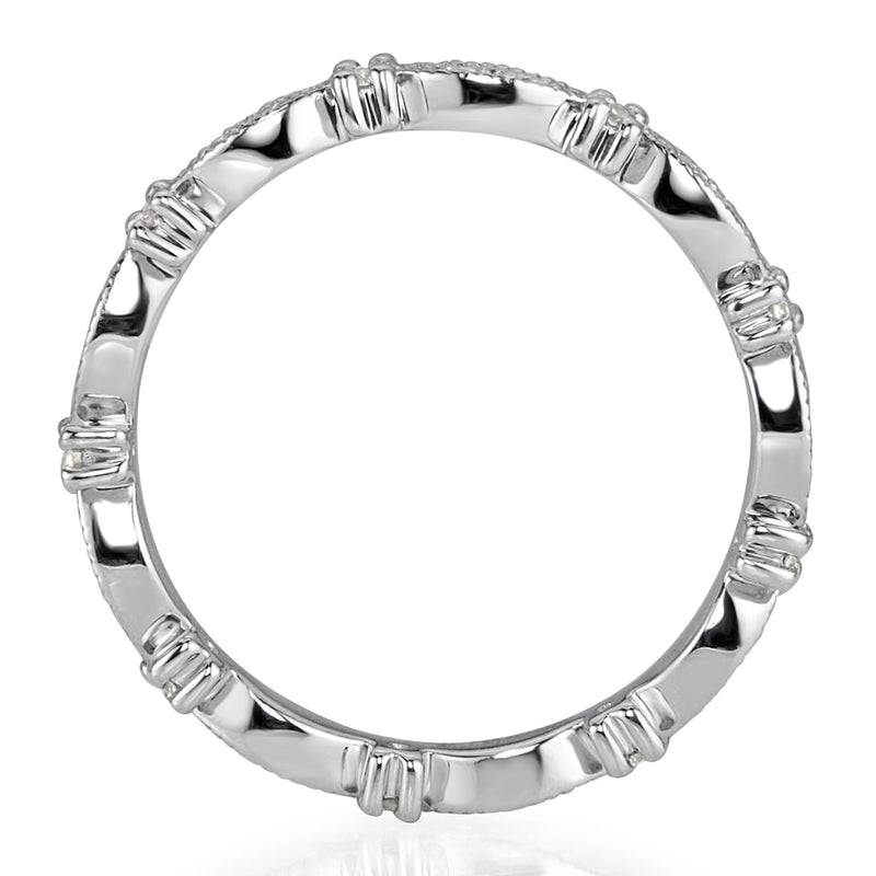 0.45ct Round Brilliant Cut Diamond Milgrain Eternity Band in 18k White Gold