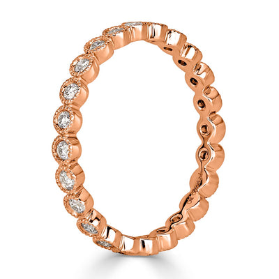 0.40ct Round Brilliant Cut Milgrain Bezel Set Eternity Band in 18k Rose Gold