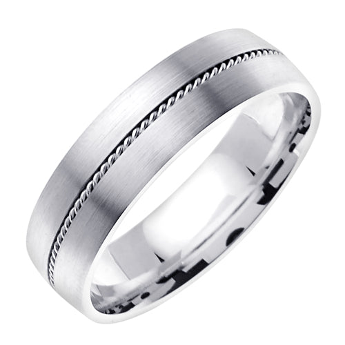 Men's Eternal Rope Wedding Band in 18k White Gold 6.0mm