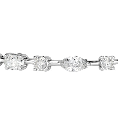 5.81ct Oval Cut, Marquise Cut and Round Brilliant Cut Diamond Tennis Bracelet in 18k White Gold