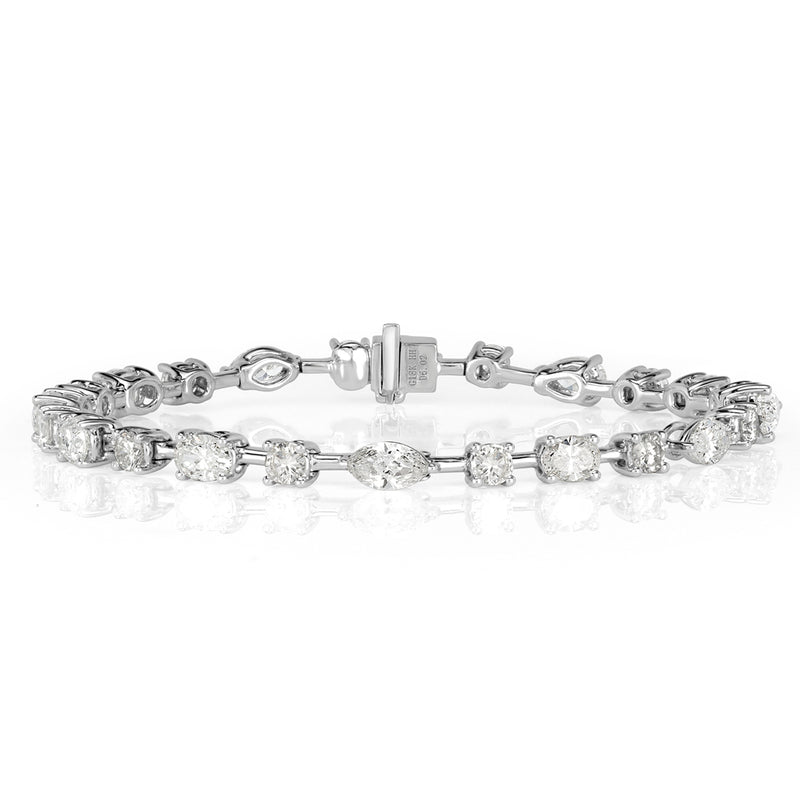 6.02ct Oval Cut, Marquise Cut and Round Brilliant Cut Diamond Bracelet in 18k White Gold