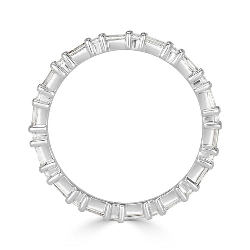 1.00ct Baguette Cut and Round Brilliant Cut Diamond Eternity Band in 18k White Gold