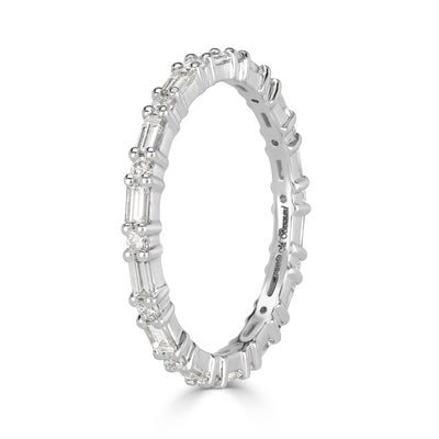 1.00ct Baguette Cut and Round Brilliant Cut Diamond Eternity Band in Platinum