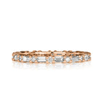 1.00ct Baguette Cut and Round Brilliant Cut Diamond Eternity Band in 18k Rose Gold