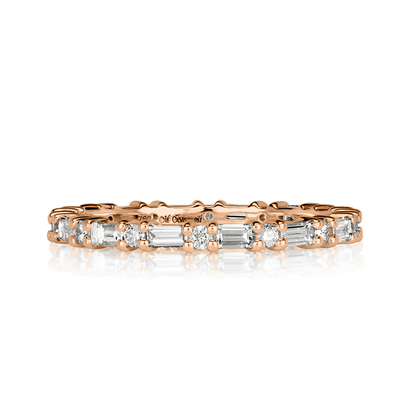 1.00ct Baguette Cut and Round Brilliant Cut Diamond Eternity Band in 18k Rose Gold