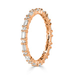 1.00ct Baguette Cut and Round Brilliant Cut Diamond Eternity Band in 18k Rose Gold