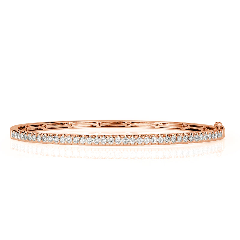 1.02ct Round Brilliant Cut Diamond Bangle in 14k Rose Gold