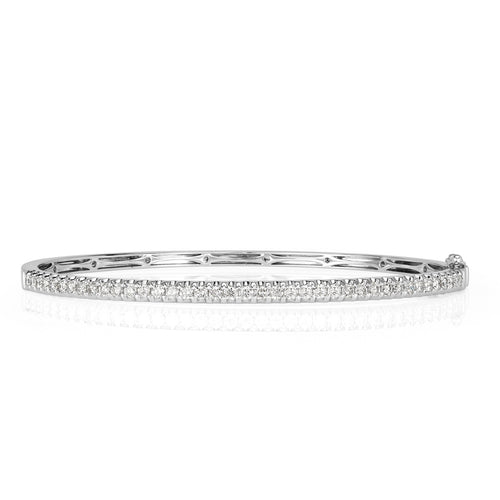 1.02ct Round Brilliant Cut Diamond Bangle in 14k White Gold