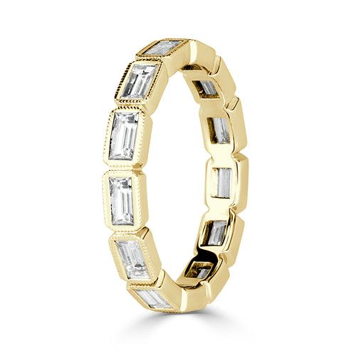 1.40ct Baguette Cut Diamond Eternity Band with Milgrain in 18k Yellow Gold