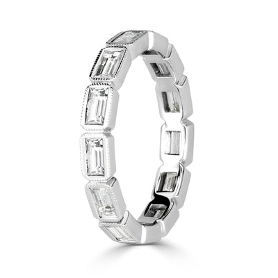 1.40ct Baguette Cut Diamond Eternity Band with Milgrain in Platinum