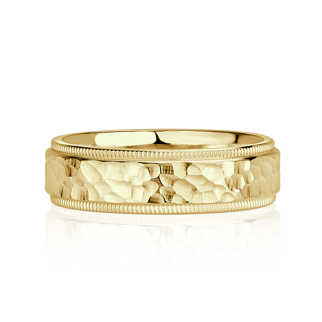 Hammered milgrain wedding band online