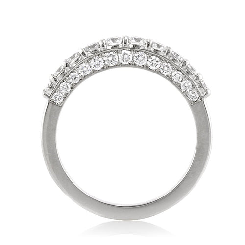 0.80ct Round Brilliant Cut Diamond Wedding Band Three-Sided in 18k White Gold