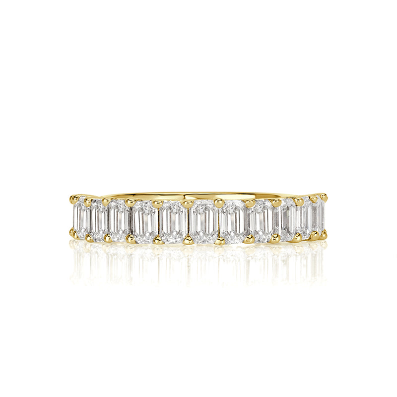 1.28ct Emerald Cut Diamond Wedding Band in 18k Yellow Gold