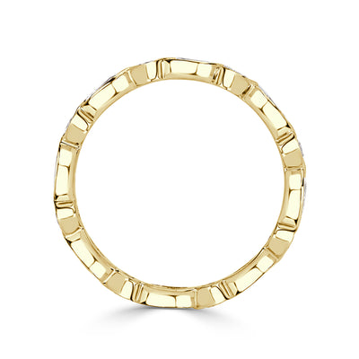 1.00ct Marquise and Round Brilliant Cut Diamond Bezel Set Eternity Band in 18k Yellow Gold