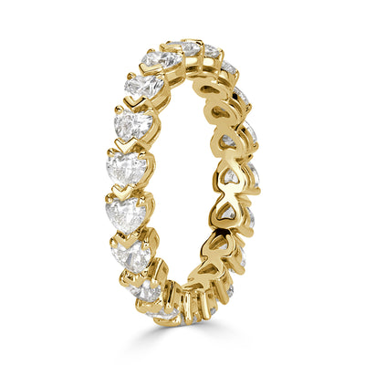 2.55ct Heart Shaped Diamond Eternity Band in 18k Yellow Gold