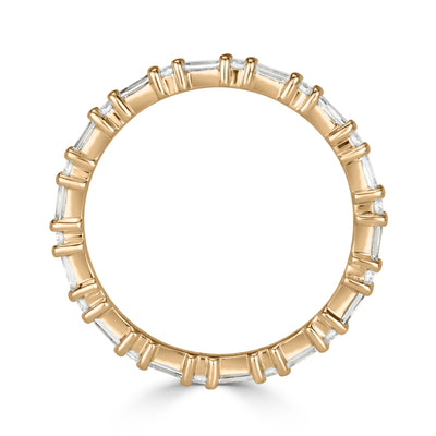 1.00ct Baguette Cut and Round Brilliant Cut Diamond Eternity Band in 18k Champagne Yellow Gold